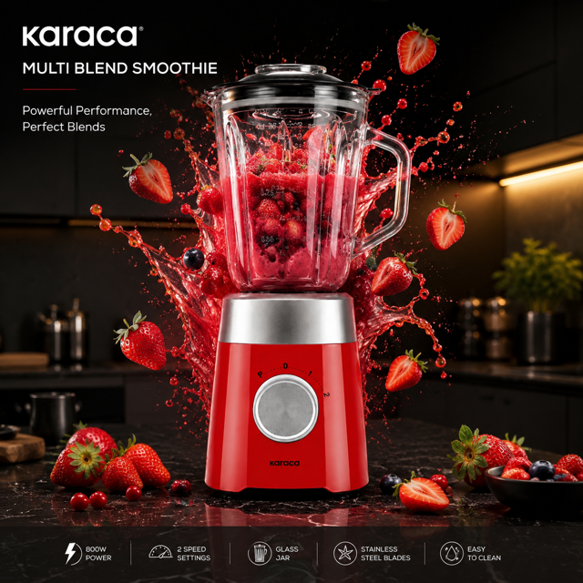 مخلوطکن کاراجا مدل Multi Blend Smoothie با توان 1000 وات و پارچ شیشهای 1.5 لیتری