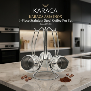 ست قهوه‌جوش ۴ پارچه استیل سری آسیا اینوکس کد 251453  - کاراجا | Karaca Asia Inox Coffee Pot Set