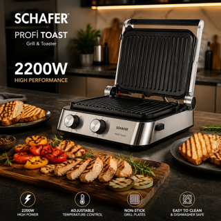 گریل و تستر 2200 وات پروفی تست اینوکس شفر | Schafer Profi Toast Grill & Toaster