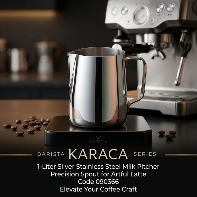 شیرجوش استیل ۱ لیتری نقرهای کاراجا مدل Barista