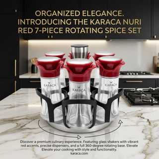 ست ادویه رومیزی چرخان ۷ پارچه نوری کد 861308 - کاراجا (Karaca Nuri 7-Piece Rotating Spice Set)