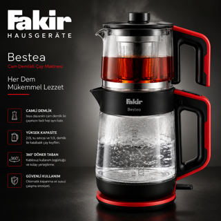 چایساز فکر مدل Bestea شیشهای 1-2 لیتری 1900 وات | Fakir Bestea Tea Maker